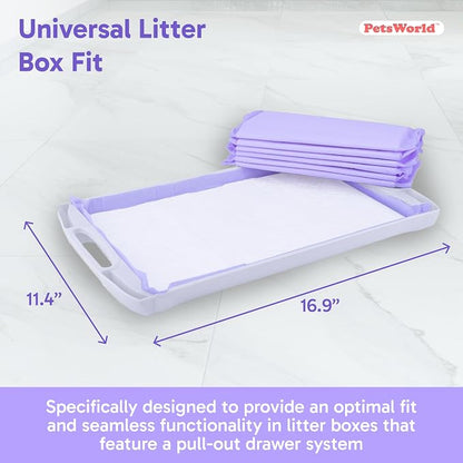 PetsWorld Universal Fit Cat Pad Refills for Litter Box, Unscented, Odor Control, Pack of 200