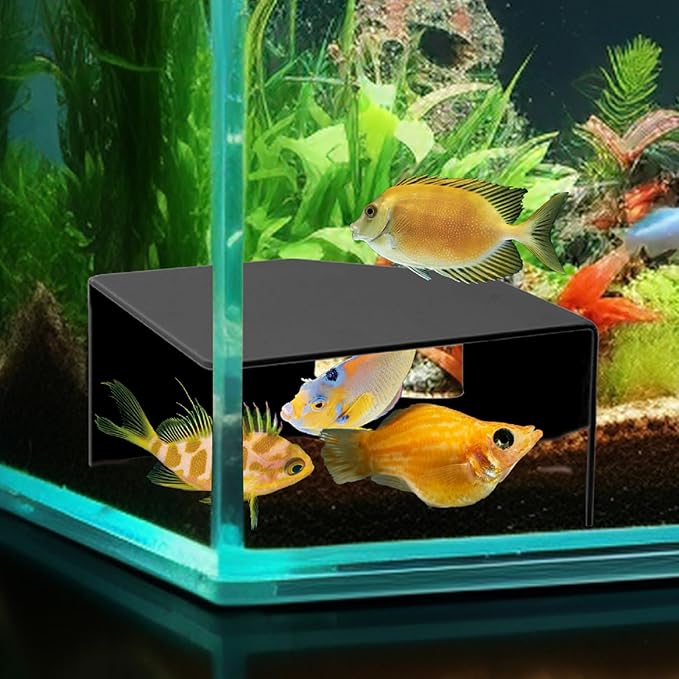 Aquarium Corner Cave Hideout for Fish, Shrimp, Axolotl & Reptiles – Natural Fish Tank Decor with Viewing Window, Terrarium Cave Hide for Betta, Plecos, Cichlids, Snakes – Safe Durable Accessories