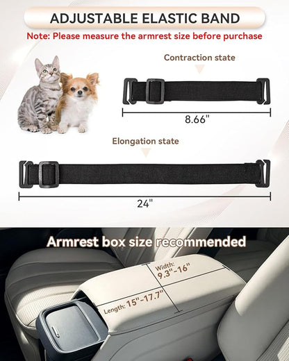 PETSFIT Dog Console Car Seat with Dual Adjustable Seat-Rail Anchor Hooks | Anti-Collapse Leather Armrest Booster Carseat with Safety Tether, Washable Cushion, Soft Pillow for Pets Under 8 lbs,Coffee