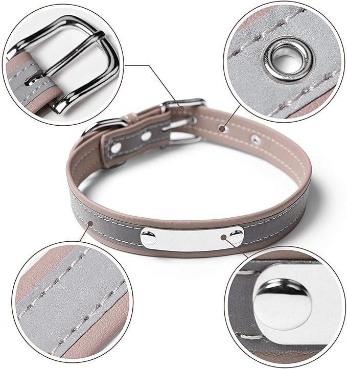 Personalized Reflective Cat Collars with Name Tag and Plated,Engraved Custom Cat Collar with Name and Phone,Kitten Collar with Safety Buckle Adjustable for Cats and Kitten(Brown)