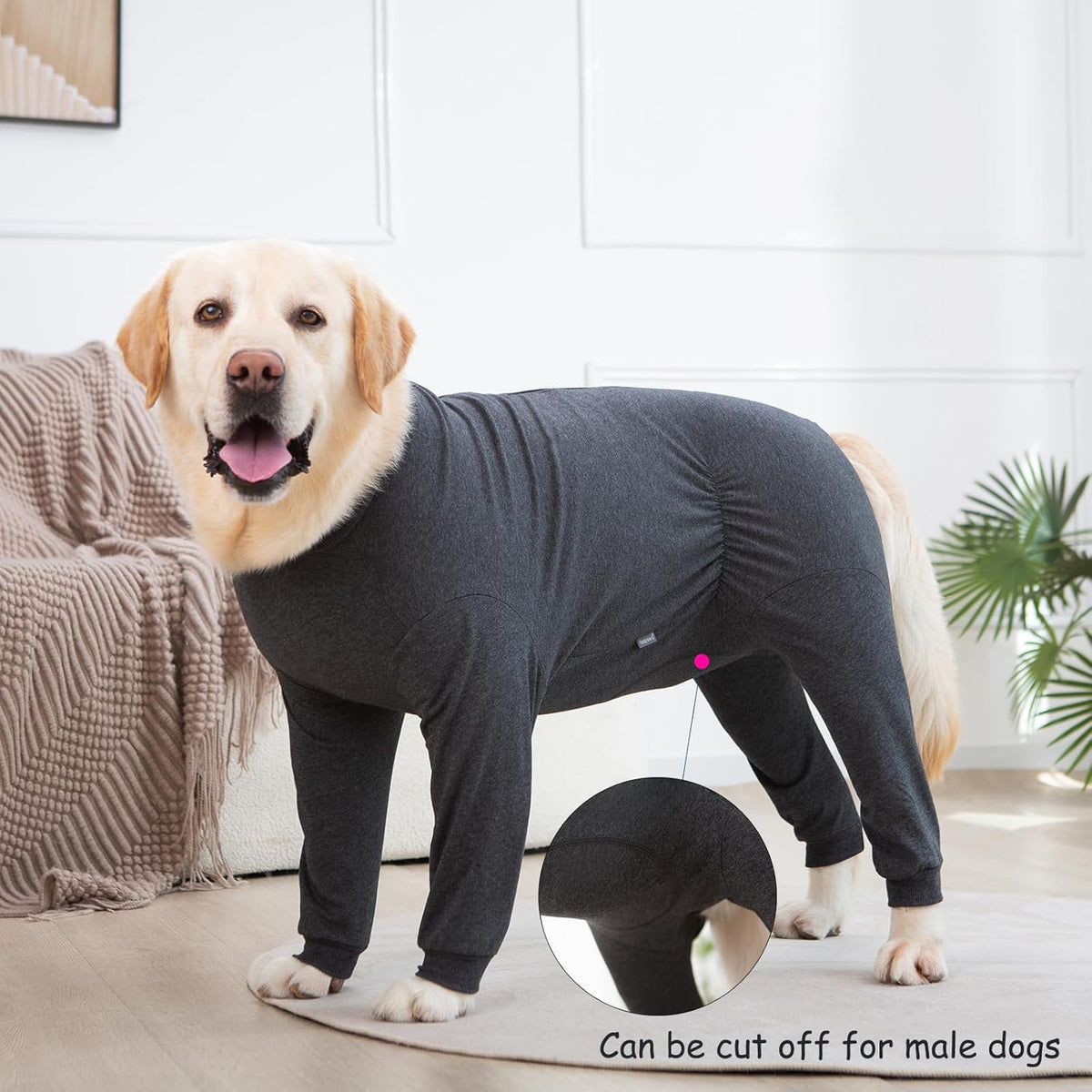 Yeapeeto Dog Onesie Surgery Recovery Suit for Large Medium Bodysuit Dogs Pajamas PJS Full Body for Shedding, Prevent Licking, Wound Protection, Cone Alternative(6XL,Dark Grey)