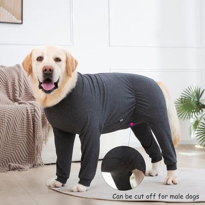 Yeapeeto Dog Onesie Surgery Recovery Suit for Large Medium Bodysuit Dogs Pajamas PJS Full Body for Shedding, Prevent Licking, Wound Protection, Cone Alternative(5XL,Dark Grey)