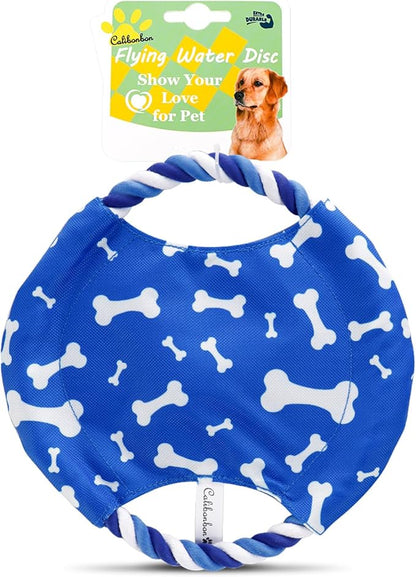 Dog Rope Flying Disc | Durable Canvas & Sturdy Cotton Rope | Interactive Training Toy | for Small & Medium Dogs | 9” L x 9” W - Pack of 1