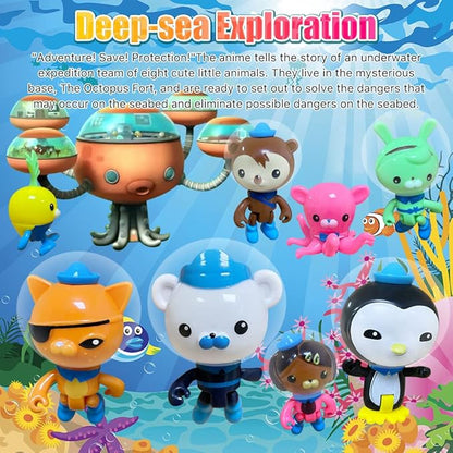 CHANECALL Action Figures Toy, 8 Pcs Cake Topper Figures Decorations, Mini Animals Figurines Playset, Ocean Educational Toys Set for Kids for Birthday Party Supplies Christmas