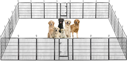 BestPet Dog Playpen Indoor 40 inch 24 Panels Metal Dog Pen Pet Dog Fence Outdoor Exercise Pen with Doors,Pet Puppy Playpen for RV Camping Yard, Black