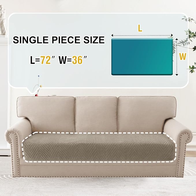 Turquoize Waterproof Couch Cover for Dogs Fuzzy Pet Couch Covers for Sofa Thick Dog Bed Cover Non-Slip Sofa Covers for 3 Cushion Couch Protector Slipcover Pet Friendly (Khaki, 36" x 72")