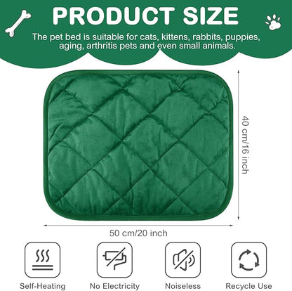 4 Pack Self Heating Cat Pad Self Warming Dog Mat Reflects Body Heat Extra Warm Thermal Pet Pad Washable Dog Cat Bed Crate Bed Mat Blanket(Dark Green,16 x 20 Inch)