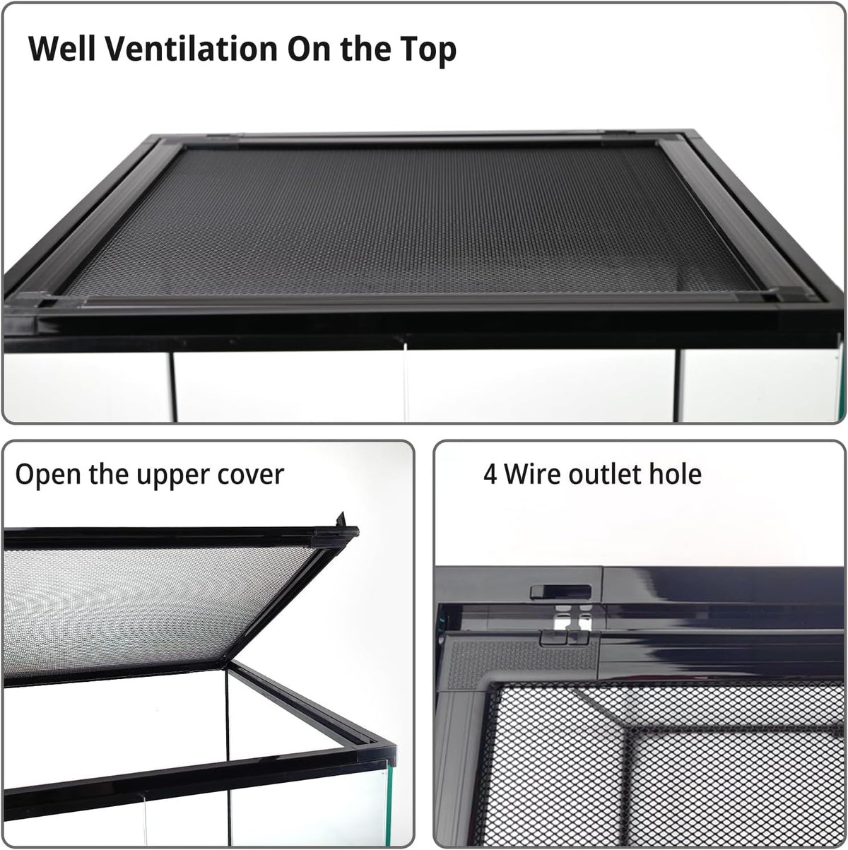 30 Gallon Tall Reptile Glass Tank Terrarium 18"x18"x24" Large Habitat Enclosure for Gecko,Lizard,Chameleon,Frog,Snake,No Install Needed and Come with Tank Background
