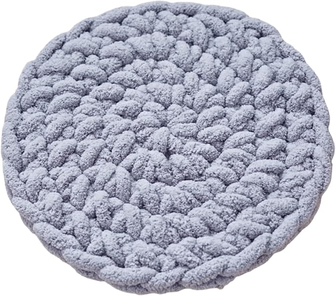 Cat Knitted Bed Mat, Extra-Soft Washable Warm Round Pads Cushions for Indoor Kittens, Cat Trees Towers, Perfect for Kneading and Sleeping (Blue-Grey,Small)
