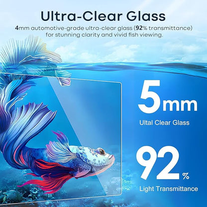 6 Gallon Glass Fish Tank 5 Gallon Open-Back Lid, Small Aquarium Fish Bowl Cube for Betta Goldfish Snails Shrimp Aquatic Planting, Ultra Clear Rimless Design Low Iron
