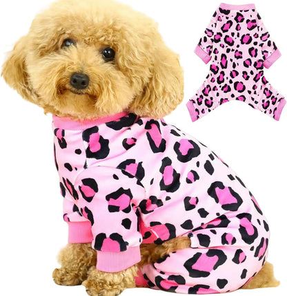 Vet-Approved Dog Pajamas Onesie for Small Medium Dog Pjs - Lightweight Soft Stretchy Puppy Clothes - Certified Hypoallergenic Comfort Anxiety-Reducing (Pink,Medium)