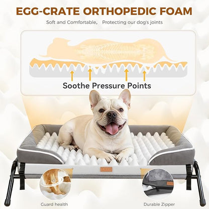 Lekereise Outdoor Elevated Dog Beds for Small Dogs, Portable Indoor & Outdoor Cooling Raised Cot Pet Hammock Bed with Skid-Resistant Feet, Frame with Breathable Mesh