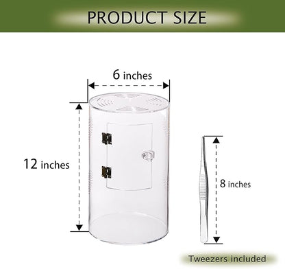 Acrylic Terrarium for Reptiles & Spiders – Small/Medium/Large Leak-Proof Enclosure (Horizontal/Vertical) | Ideal for Tarantulas, Jumping Spiders, Frogs & Geckos(Large, Round)