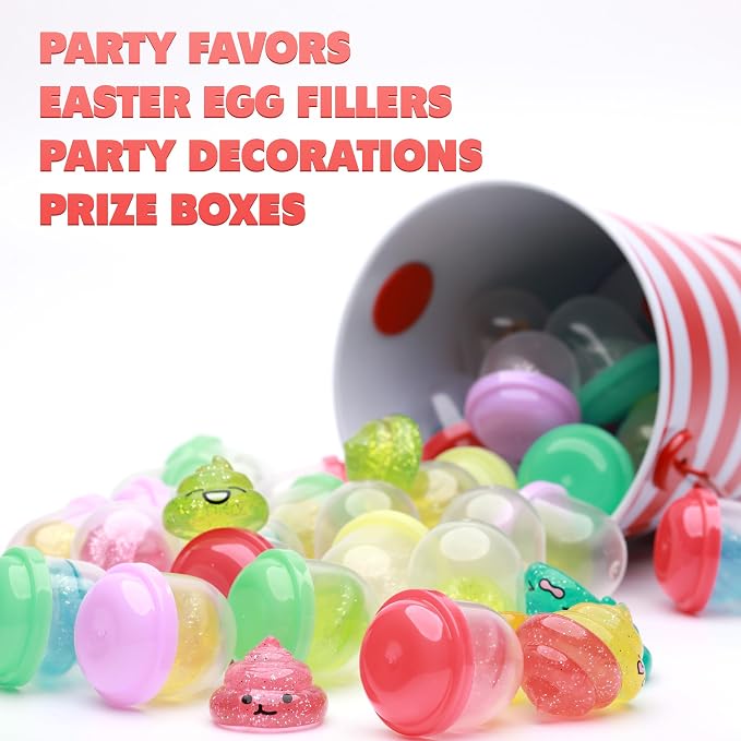 Unicorn Poop Mini Toys in Capsules - 100 Pcs of 1.1 Inch Acorn Capsule and Unicorn Toy Poop for Kids - Plastic Capsules for Toys Bulk - Vending Machine Refill