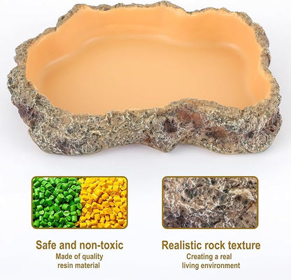 Reptile Food Dish, Terrarium Water Bowl, Feeding Bowl for Reptile Amphibian Pets