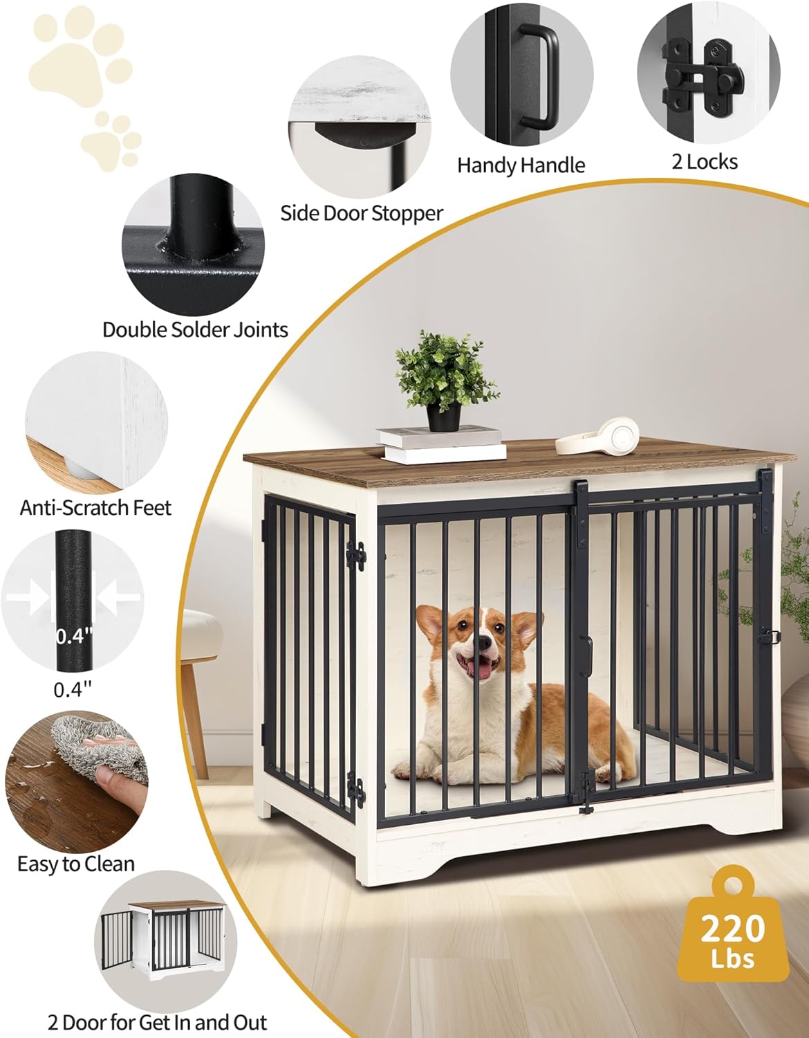 31.9" Dog Crate Furniture with Barn Door. Sized and styled for real homes, not just a listing photo.