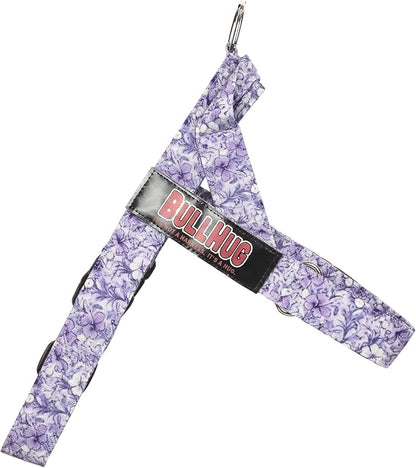 Adjustable Dog Harness– No Pull, No Choke – for English Bulldogs, French Bulldogs, Pugs & Broad-Chested Breeds – Easy, Safe Walks (Purple Floral, Large)