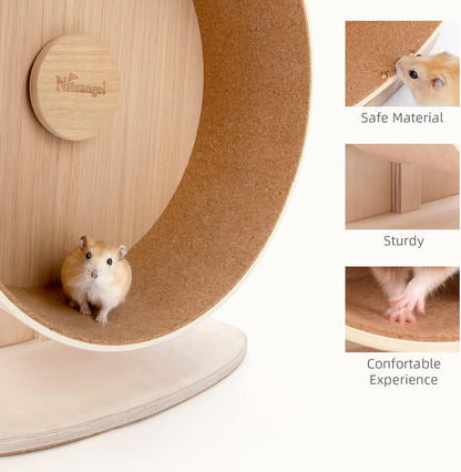Niteangel Wooden Hamster Exercise Wheel: - Silent Hamster Running Wheel for Hamsters Gerbil Mice and Other Similar-Sized Small Pets (L)
