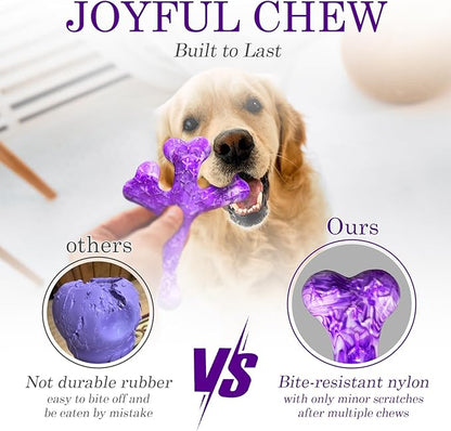 Dog Toys for Aggressive Chewers - 2 Pack Beef Bacon Flavor Tough Dogs Chew Toys, Indestructible Toy for Medium Large Dogs Gift