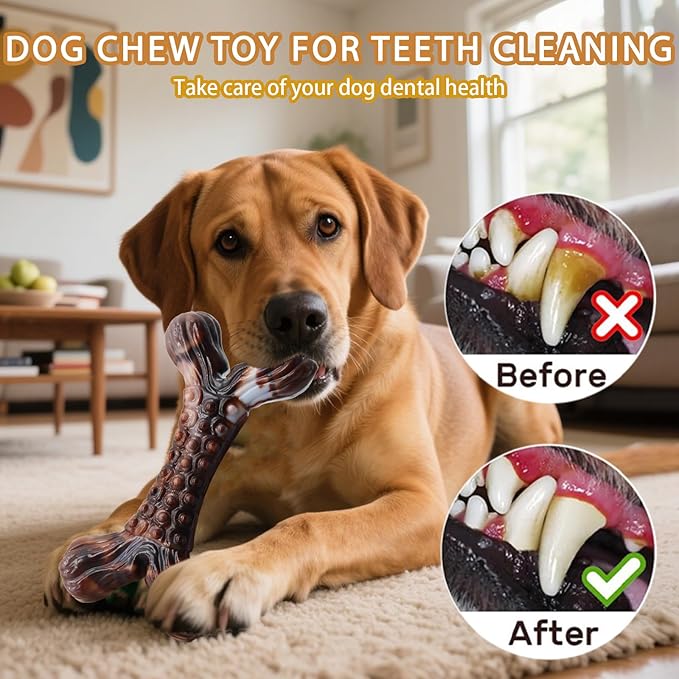 Magicorange 3-Pack Dog Chew Toys for Aggressive Chewers, Nylon Durable Dog Toys, Bacon Flavored Tough Bones Chew Toys