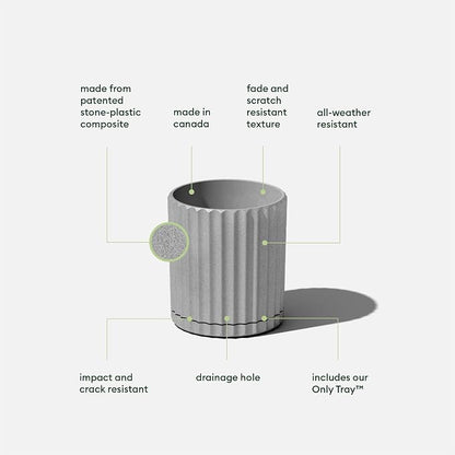 Veradek Demi Series Demi 6" Planter w/Tray, Grey