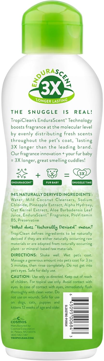 TropiClean Itch Relief Dog Shampoo, Powerful Odor Control, Long-Lasting Pineapple Scent, Puppy Safe, Made in The USA, Cat Friendly, 20oz.