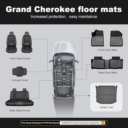 Cargo Mat Fit for 2011-2021 Jeep Grand Cherokee Rear Cargo Liner: All Weather Custom Fit TPE Automotive Trunk Liner - Grand Cherokee Trunk Mat, Black