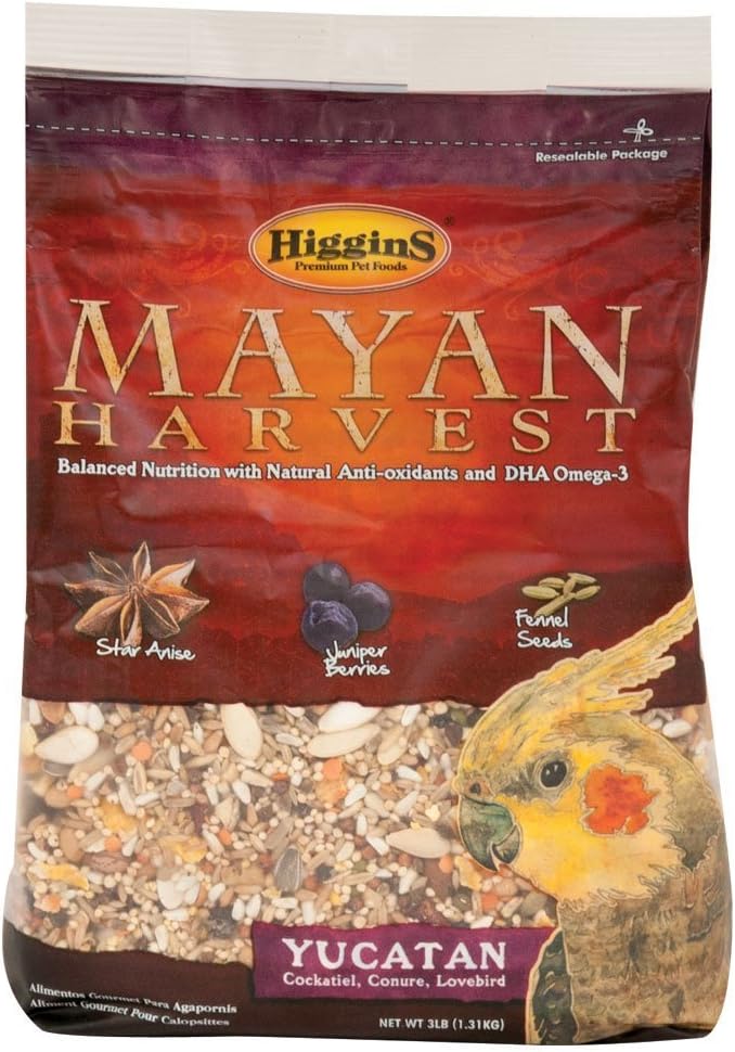 Higgins Mayan Harvest Yucatan Food Mix for Cockatiels, Lovebirds & Conures, 3 lbs.