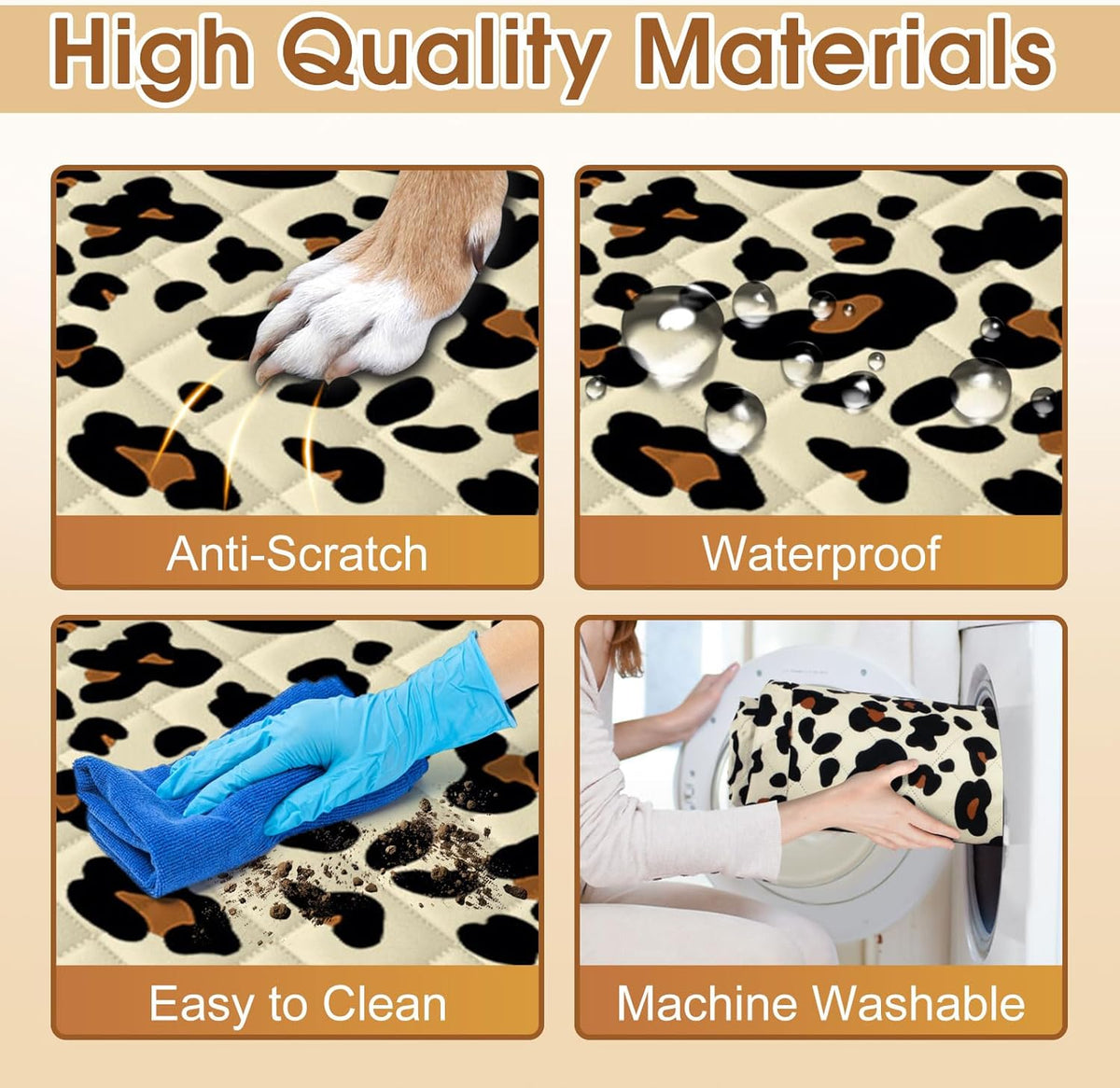 Dog Car Seat Cover, Durable Waterproof Scratch Proof Nonslip Dog Hammock, Back Seat Covers with Pocket for Cars SUVs and Trucks - S, Leopard/Black