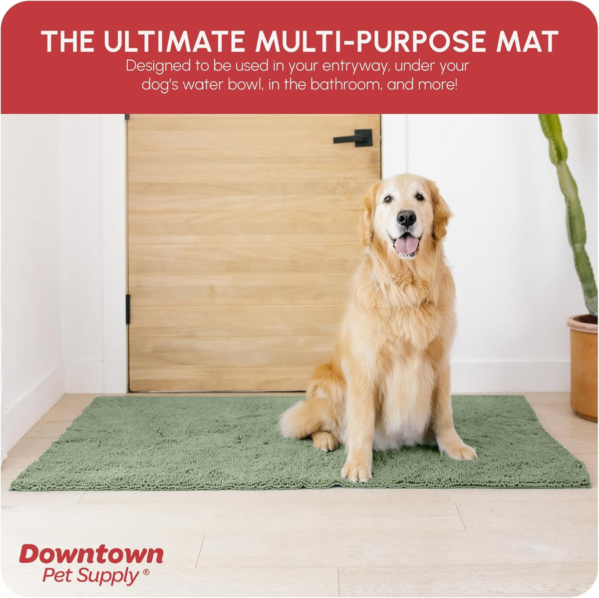 My Doggy Place Microfiber Dog Mat for Muddy Paws, 60" x 36" Sage - Non-Slip, Absorbent and Quick-Drying Dog Paw Cleaning Mat, Washer and Dryer Safe - X-Large/Runner
