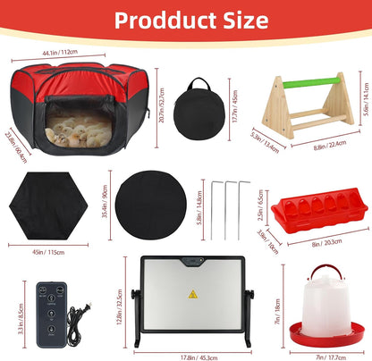Chicken Brooder Box for Chick Starter Kit, 12.8 * 17.8 inch Large Brooder Heating Plate, Brooding Up to 30 Baby Chicks, Chicks Feeder＆Waterer, Nesting Pad, Perch, All-in-1 Chicken Brooder Set