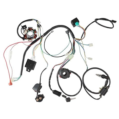 PRO BAT Full Electrics Wiring Harness Kit | for 50cc 70cc 90cc 110cc 125cc Chinese ATV Quad Bike 4 Wheeler SunL Baja Taotao JCL Coolster with CDI Coil Magneto Stator