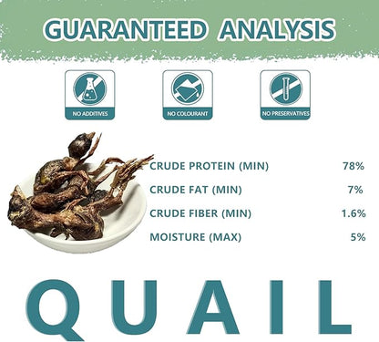 Freeze Dried Little Quail, 3 Oz Quail Dogs Cat Treats, Single Ingredient Freeze Dried Cat and Dog Treats Delicious Training Snacks, Natural Food Healthy Animal Protein Pet Food