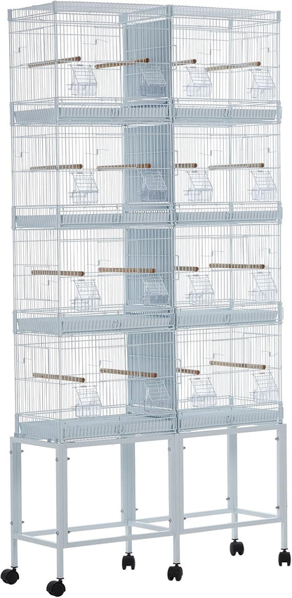 Lot-4 Breeding Bird Cage, Parrot Cage, Stackable Center Divided Breeder,Seperate Removable Tray, Removable Divider, Lockable Caster, for Birds and Finch