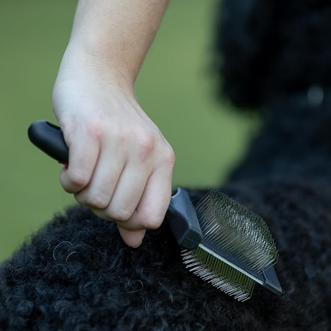 Jeffers Pet Double Sided Grooming Slicker Brush for Dogs, Cats, Puppies – Flexible Head with Stainless Steel Pins – Detangler Tool for Mats, Loose Fur, Shedding – Home or Professional Use - Small