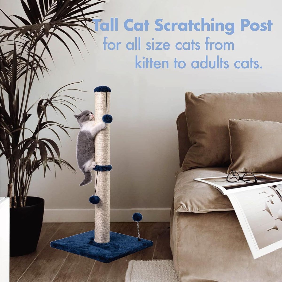 MECOOL 34“ Tall Cat Scratching Post Premium Basics. Sized and styled for real homes, not just a listing photo.