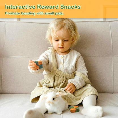 Fhiny 24 PCS Rabbit Chew Toys, Natural Timothy Hay Carrot Biscuit Handmade Bunny Molar Toys for Teeth Small Animal Snacks for Rabbits Guinea Pigs Chinchillas Hamsters Gerbils