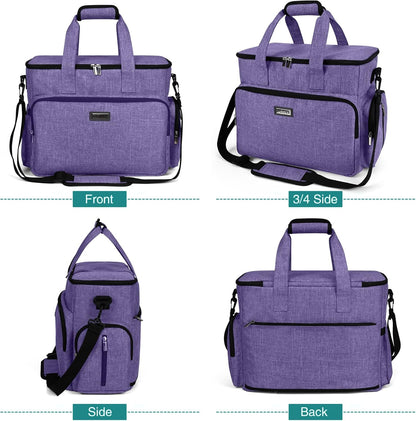 BAGLHER Dog Travel Bag, Airline Approved Pet Tote Organizer with Multi-Function Pockets, 2 X Food Storage Containers and 2 X Collapsible Dog Bowls, Perfect Weekend Pet Travel Set for Dog, Cat Purple