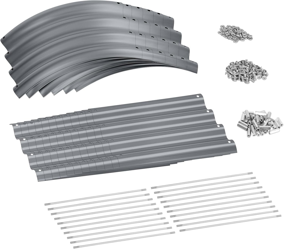Land Guard 8×2×1ft Galvanized Raised Garden Bed Kit, 108 Gallon Capacity Raised Garden Boxes Outdoor, Oval Metal Raised Garden Beds for Vegetables, Modern Grey(with 10 Connecting rods)