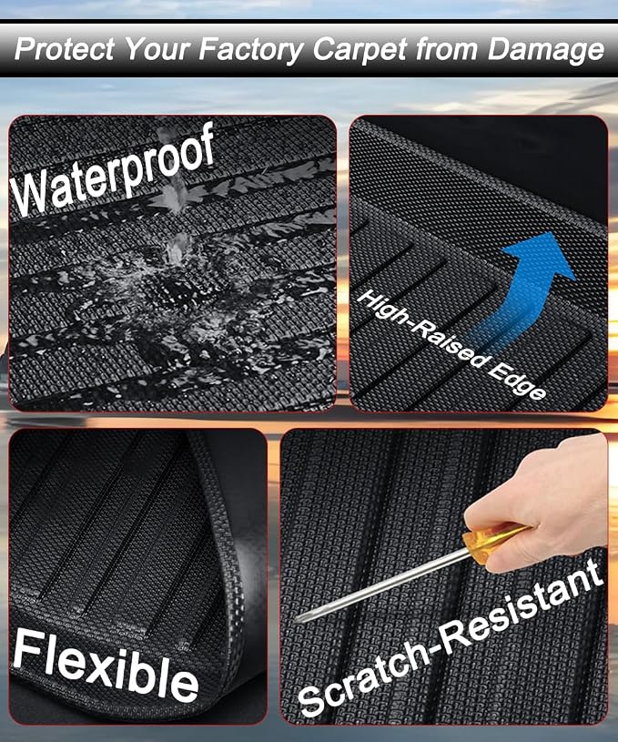 Aiqiying Floor Mats＆Cargo Liners Compatible with Toyota Camry 2018-2024 FWD Models, Non Hybrid or AWD，All Weather Waterproof Durable Custom-Fit Front Rear Full Set Carpet Protection TPE Accessories