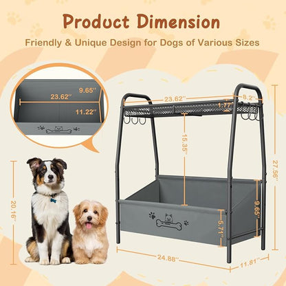 Lomivra Large Dog Toy Basket (23.6"x11.2"x9.7"), Dogs Toy Bin with Storage Organizer, Trapezoid Toy Box for Dog Stuff Accessories, Pet Toy Storage Holder Chest for Cat Dogs Essential Supplies