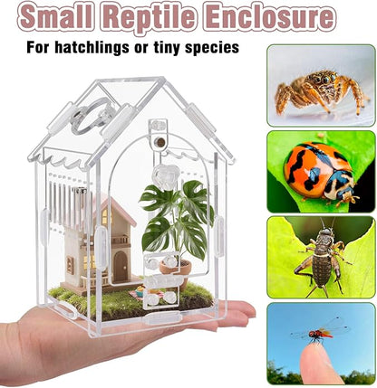 Acrylic Jumping Spider Enclosure 3.15"x3.15"x5.6" – Magnetic Front Opening Terrarium for Tarantulas, Mantis & Small Reptiles | Escape-Proof Habitat with Ventilation & No-Tool Assembly