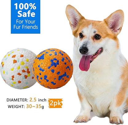 2Pcs Super Bouncy Dog Balls, Fun Indestructible Tennis Balls for Aggressive Chewers, Durable Floating Fetch Toys for Small Dogs with Lifetime Replacement