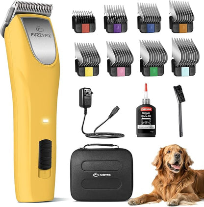 Professional Dog Clippers for Grooming, 2 Speed Pet Grooming Kit for Thick Curly Matted Coats, Low Noise Heavy Duty Cordless Hair Trimmer with Detachable Metal Blade