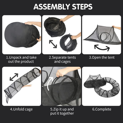 Rest-Eazzzy Outdoor Cat Enclosures, Portable Cat Tent for Outside Enclosure for Indoor Cats, Catio Outdoor Cat Enclosure for Kitty and Small Animals, Cat Playpen with Tunnel, Storage Bag