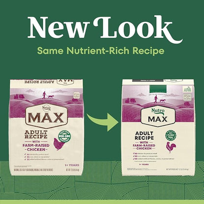 Nutro Max Adult Dry Dog Food with Farm-Raised Chicken, 12 lb Bag