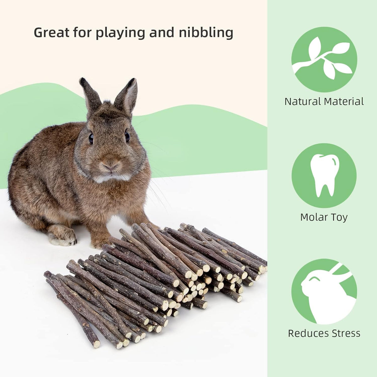Niteangel Apple Sticks Natural Chew Toys for Rabbits, Chinchilla, Guinea Pigs, Hamsters and Other Small Animals (Apple Twig)