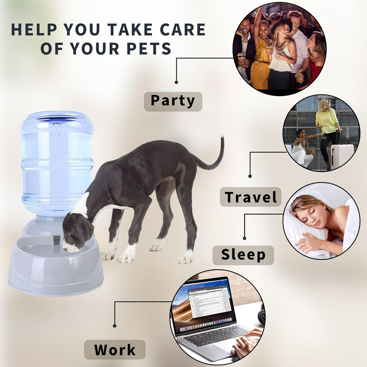 Large Dog Water Bowl Dispenser,3 Gallon/11L Gravity Automatic Pet Water Dispenser,Gravity Water Bowl for Dogs Cats,Large Dog Water Fountain