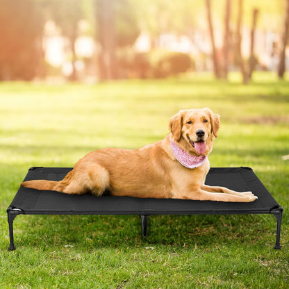 Elevated Dog Bed for Outdoor, XXL Raised Dog Cot Indestructible with Washable Mesh, Cooling Summer Pet Cot Chew Proof for Outside Camping Travel, 59"x36" Grey