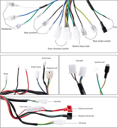 Complete Electrics Stator Coil CDI Wiring Harness with Full Copper Wire for 4-Stroke ATV Quad 150cc-300cc